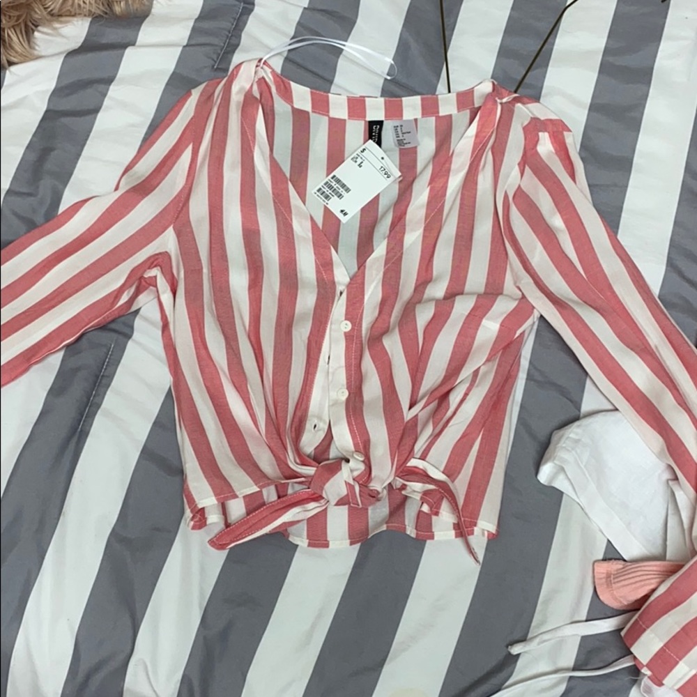 Pink and white blouse